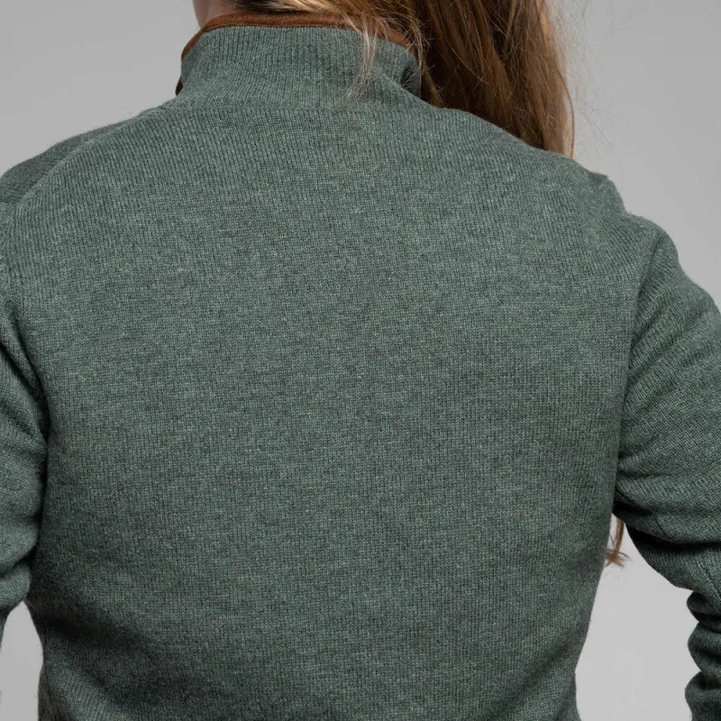 Schoffel Womens Lambswool Aerobloc 1/4 Zip Jumper Cedar Green-3